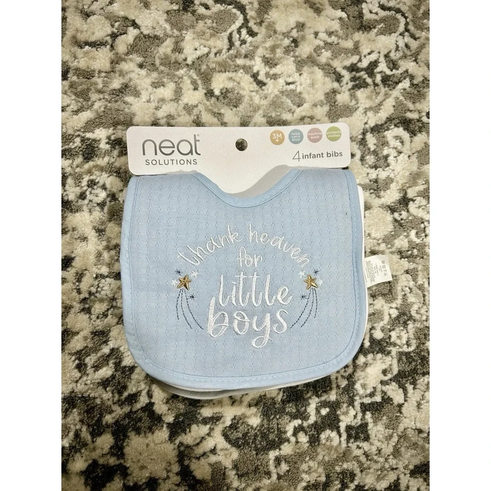 Neat Solutions 4 Pk of Little Boy Bibs Size 3 mo+ Thank Heaven For Little Boys